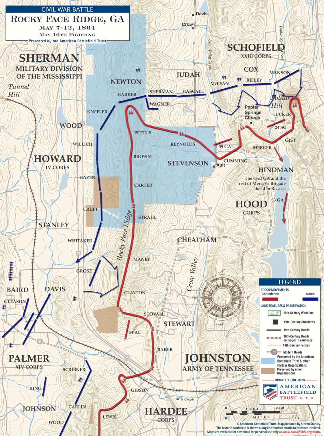 Rocky Face Ridge - May 10, 1864 Battle Map