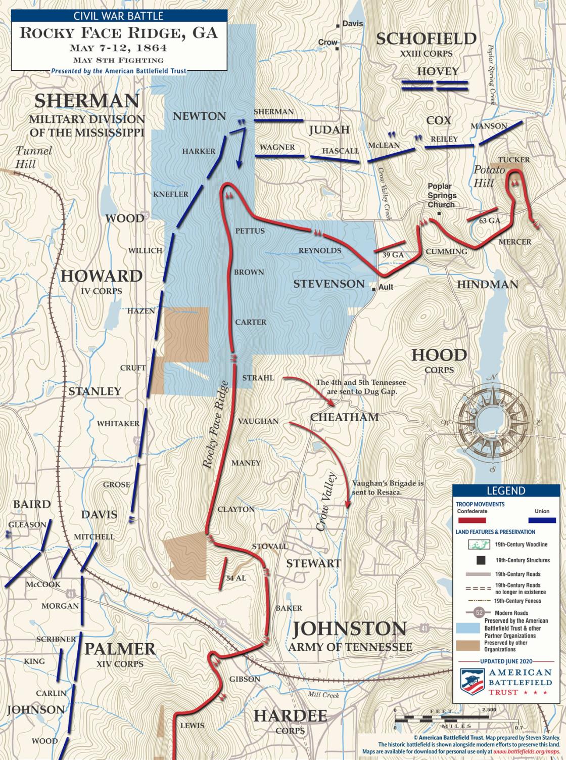 Rocky Face Ridge - May 8, 1864 Battle Map