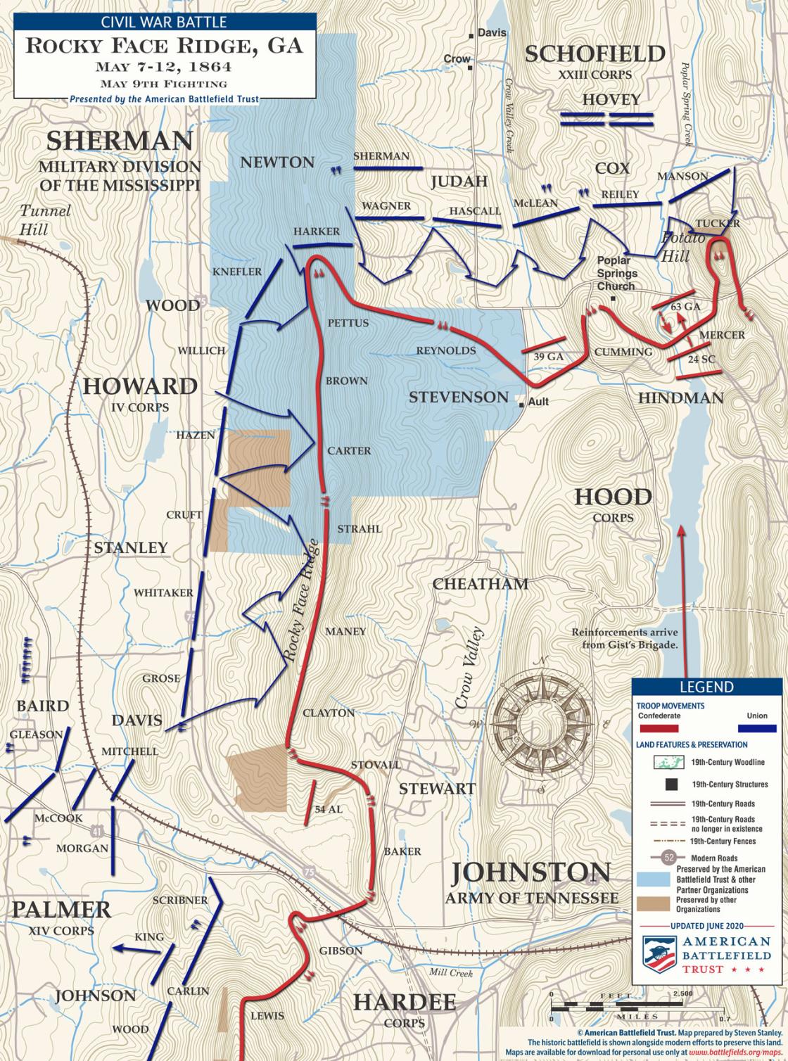 Rocky Face Ridge - May 9, 1864 Battle Map