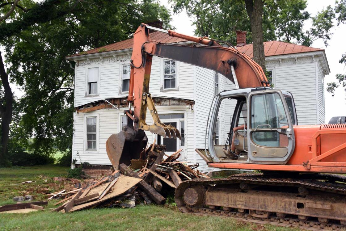 Demolition at Slaughter Pen Farm, Fredericksburg, Va.