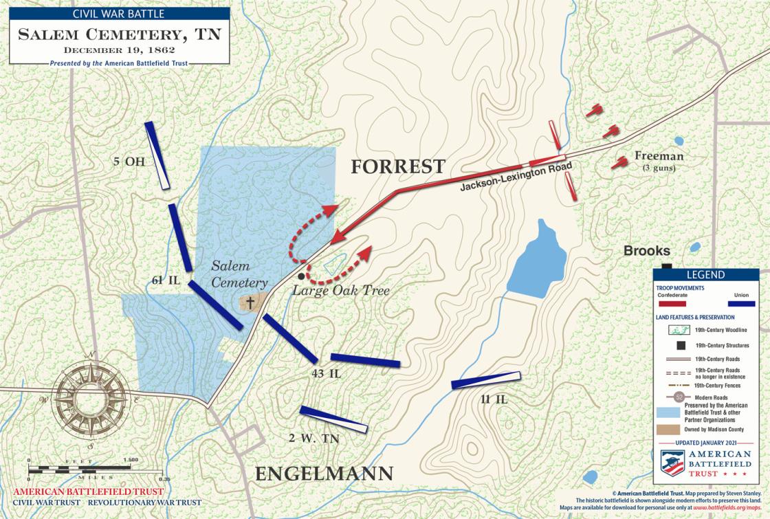 Salem Cemetery - December 12, 1862 Battle Map