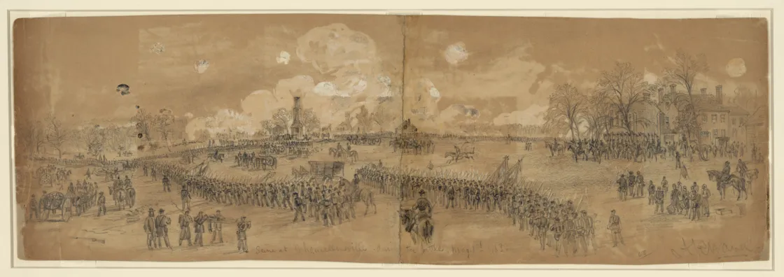 Drawn depiction of the Battle of Chancellorsville by Alfred Wand