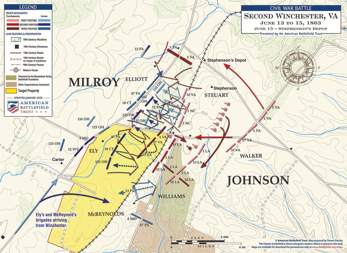 Second Winchester - June 15, 1863 Battle Map