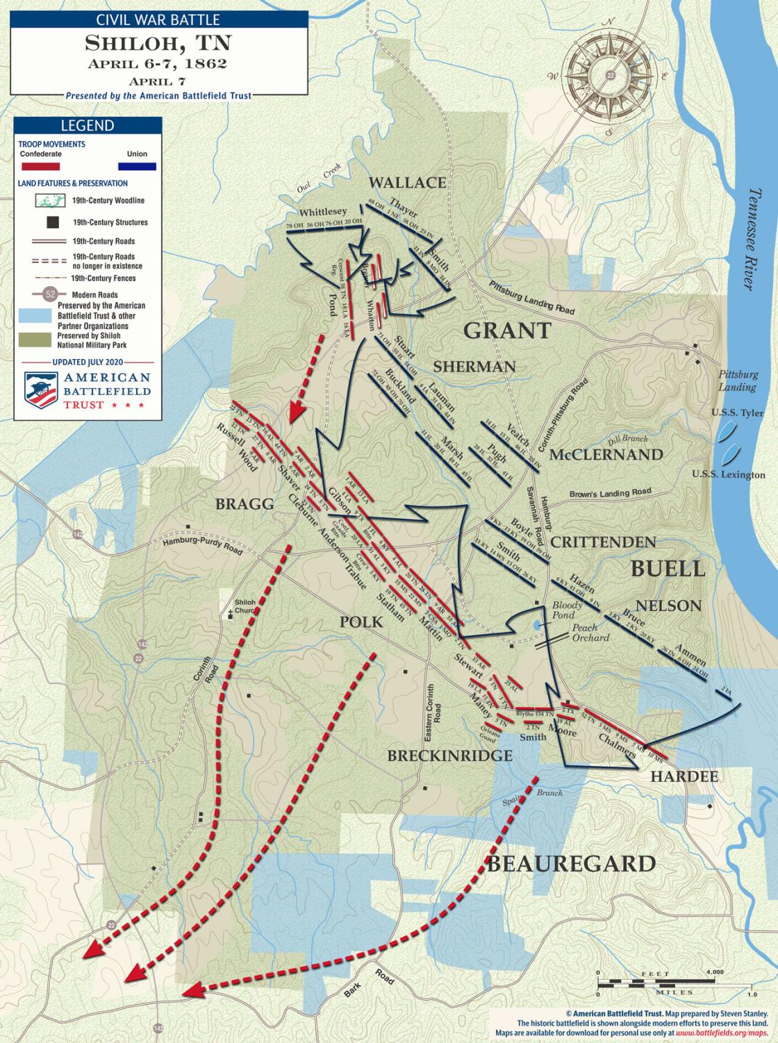 Shiloh - April 7, 1862 Battle Map