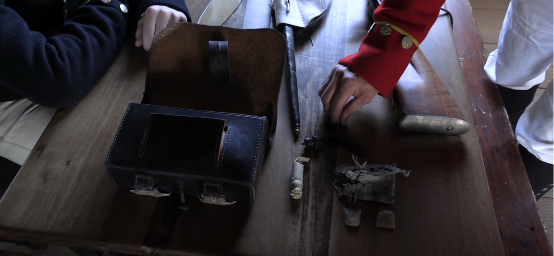 Image of musket equipment used in the War of 1812. 