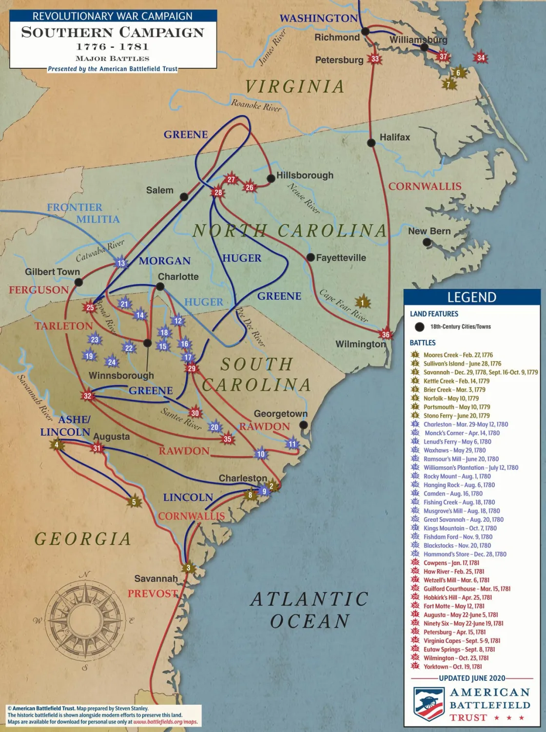 Major Battles of the Southern Campaign | 1776 - 1781