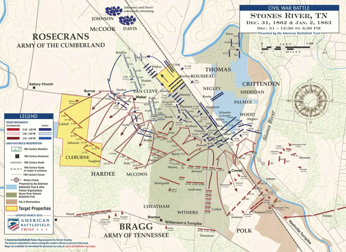 Stones River | Dec 31, 1862 | 12:30 - 3:30 pm