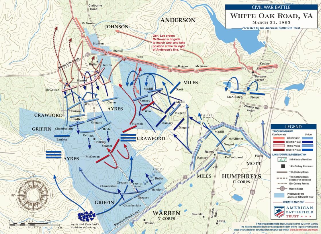 White Oak Road - March 31, 1865 Battle Map