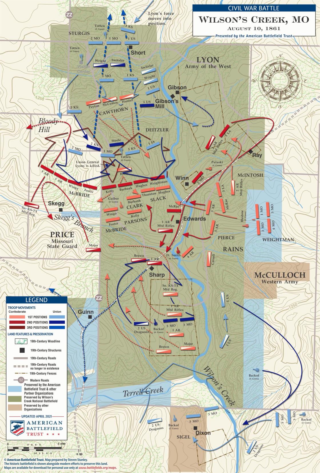 Wilson’s Creek - August 10, 1861 Battle Map