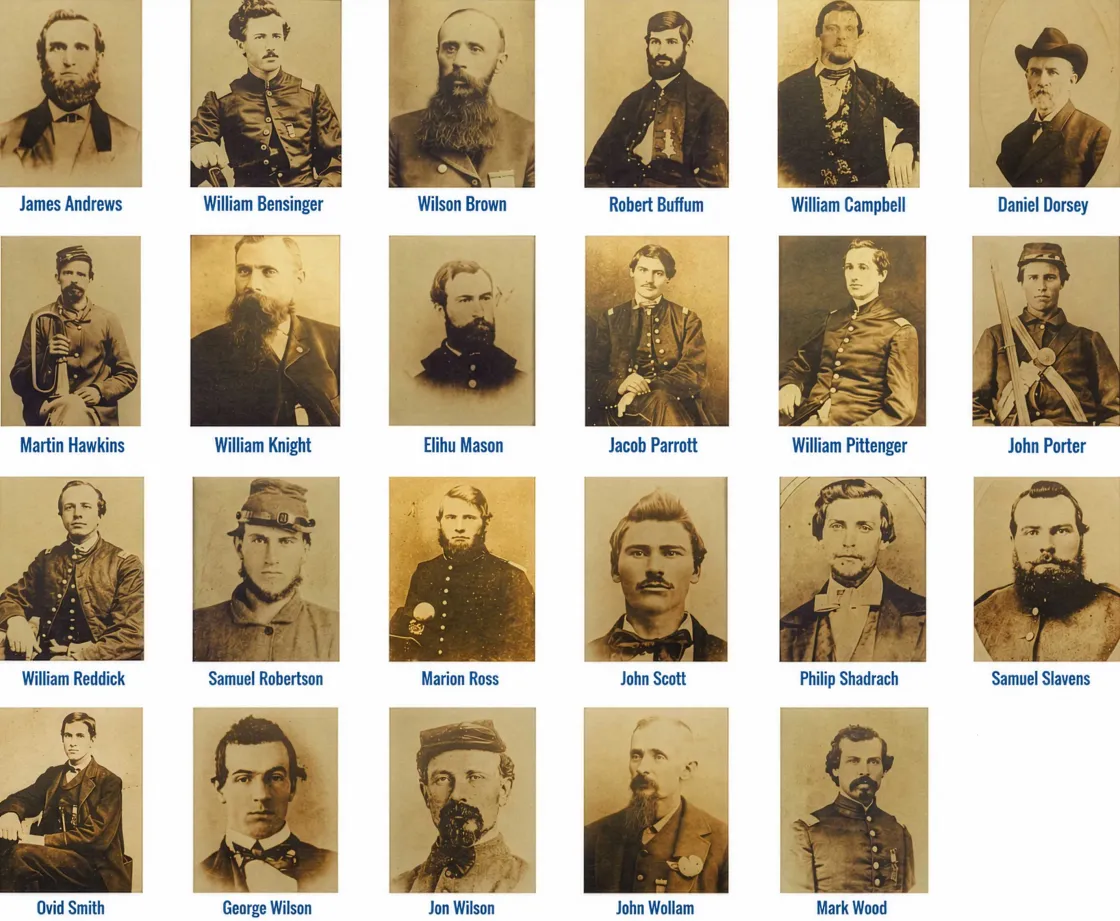 A grid showing all of Andrews' Raiders