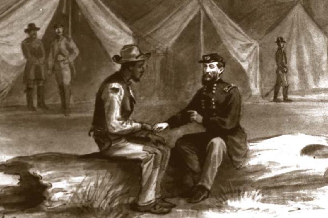 Gen. Phil Sheridan gives Thomas Laws secret instructions for Rebecca Wright.