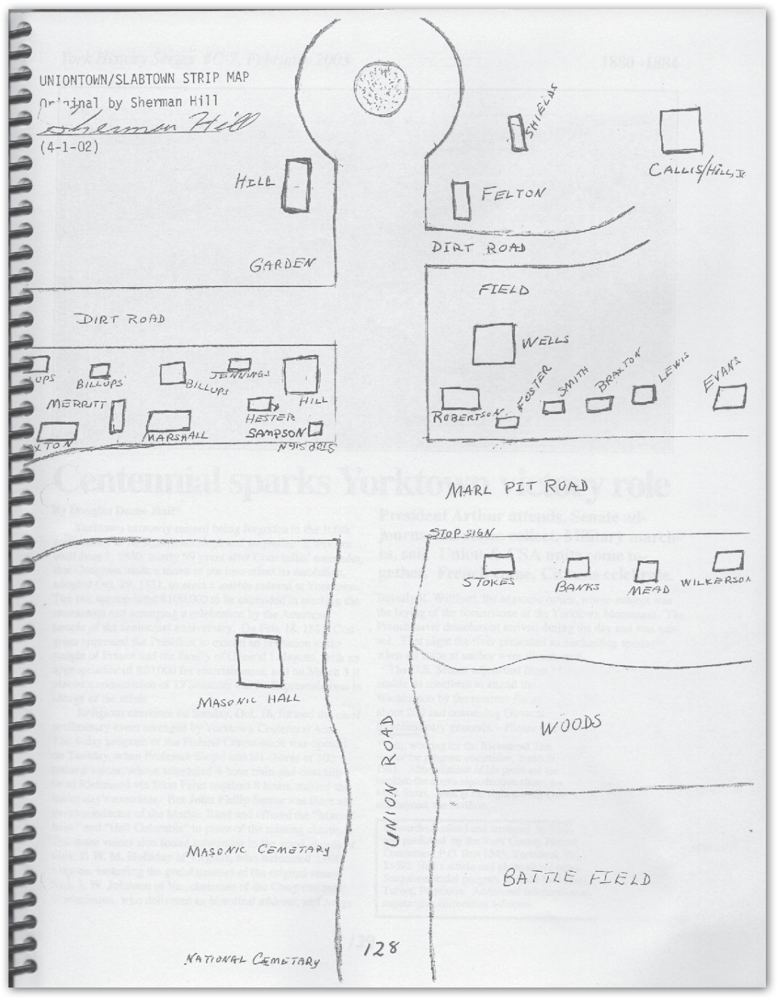 A map drawn by former Slabtown resident Sherman Hill.