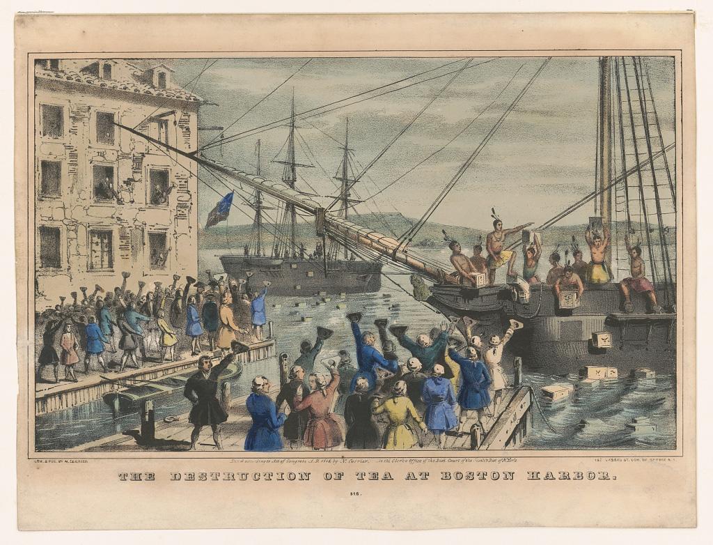 Protesters, some disguised as American Indians, destroyed an entire shipment of tea sent by the East India Company.