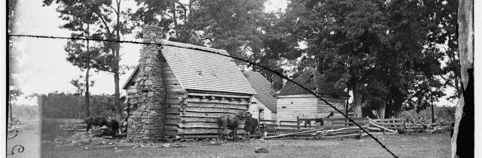 Photograph of a log cabin at Cedar Mountain