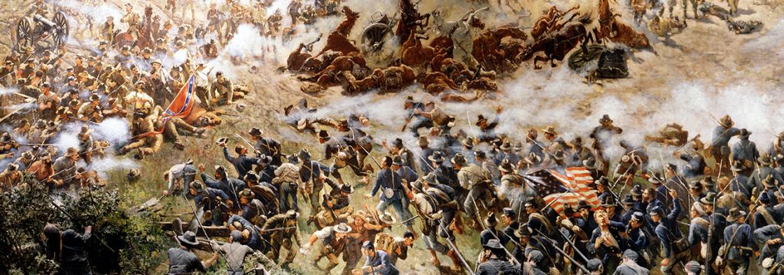 This is a painting of the violent conflict at the Battle of Atlanta.
