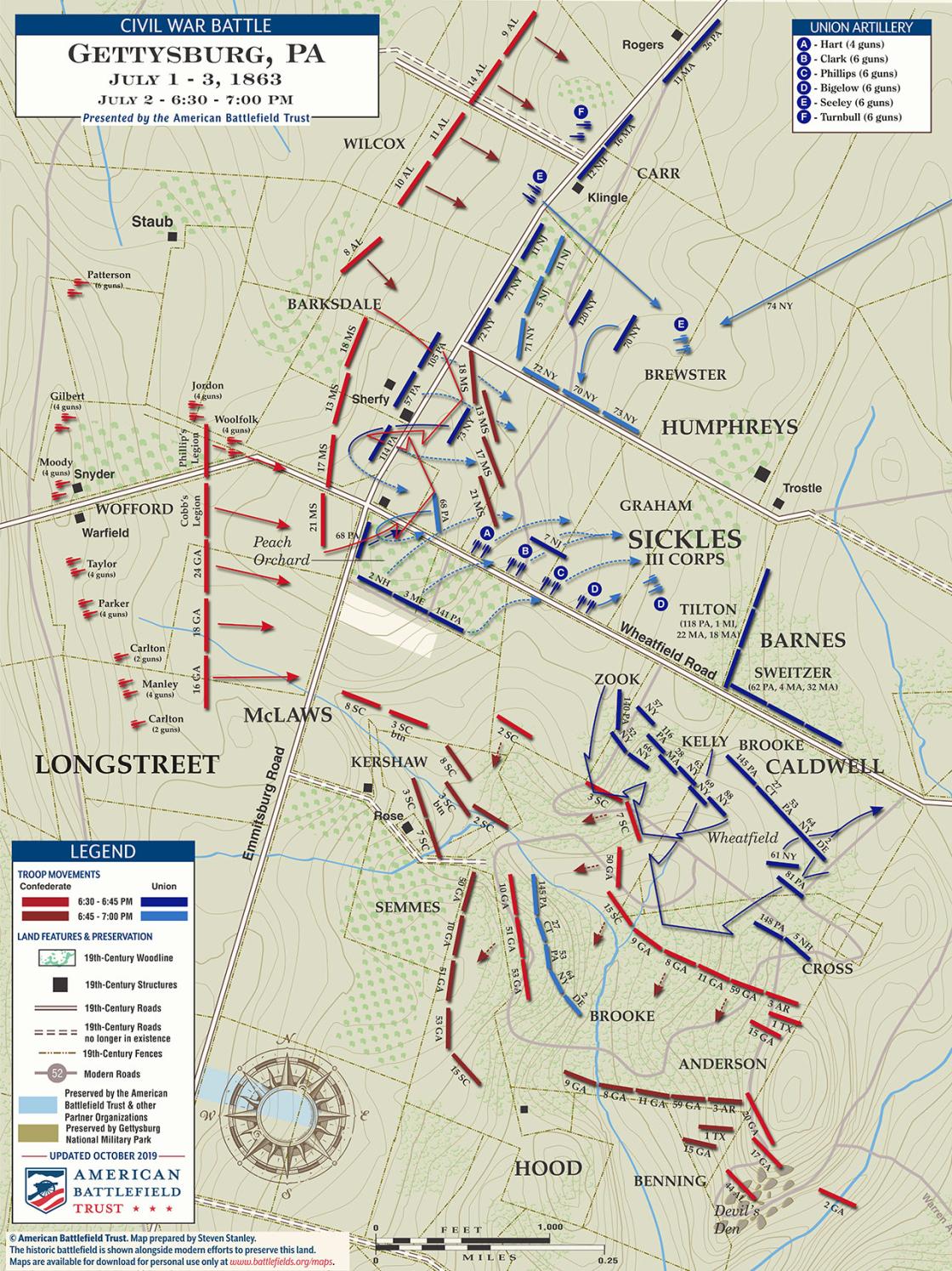 Gettysburg | The Wheatfield & Peach Orchard | July 2, 1863 | 6:30 - 7 pm (October 2019)