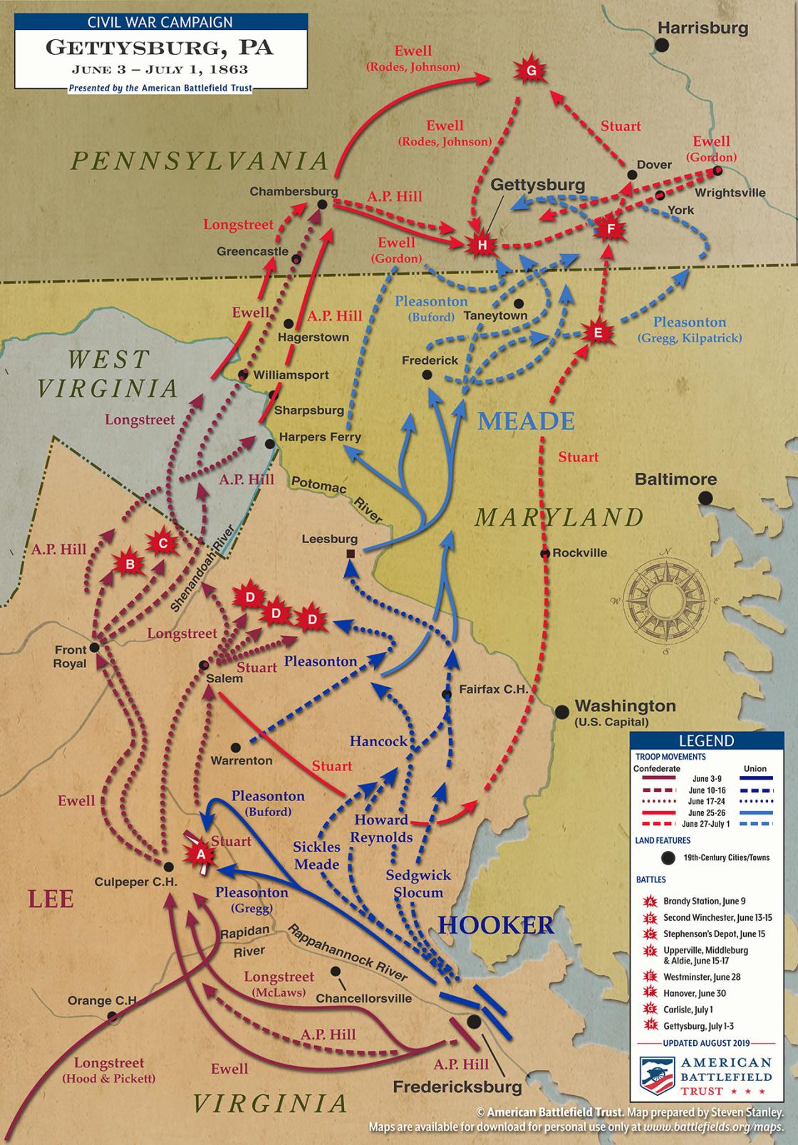 The Battle Of Gettysburg Map