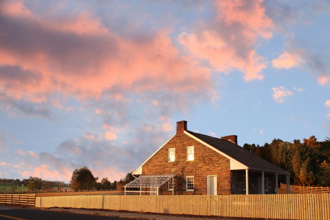 This is an image of the Mary Thompson House— a stone home situated on Robert E. Lee's Gettysburg headquarters.