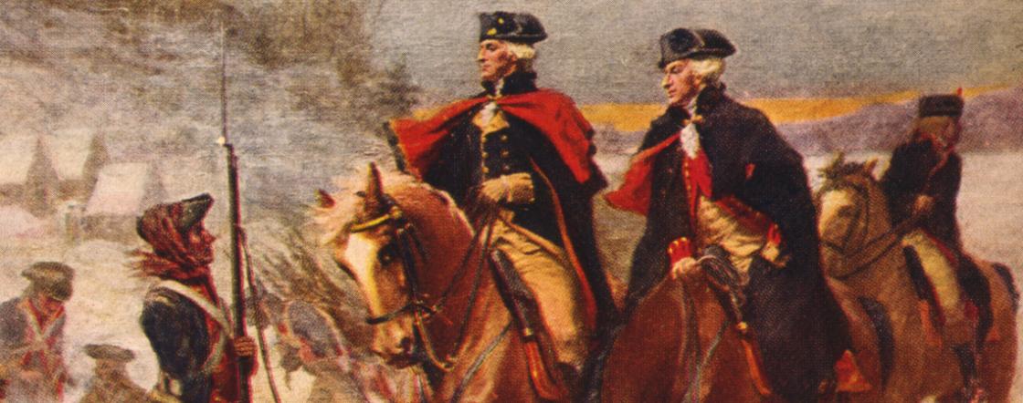 Washington and Lafayette at Valley Forge / painting by Dunsmore.