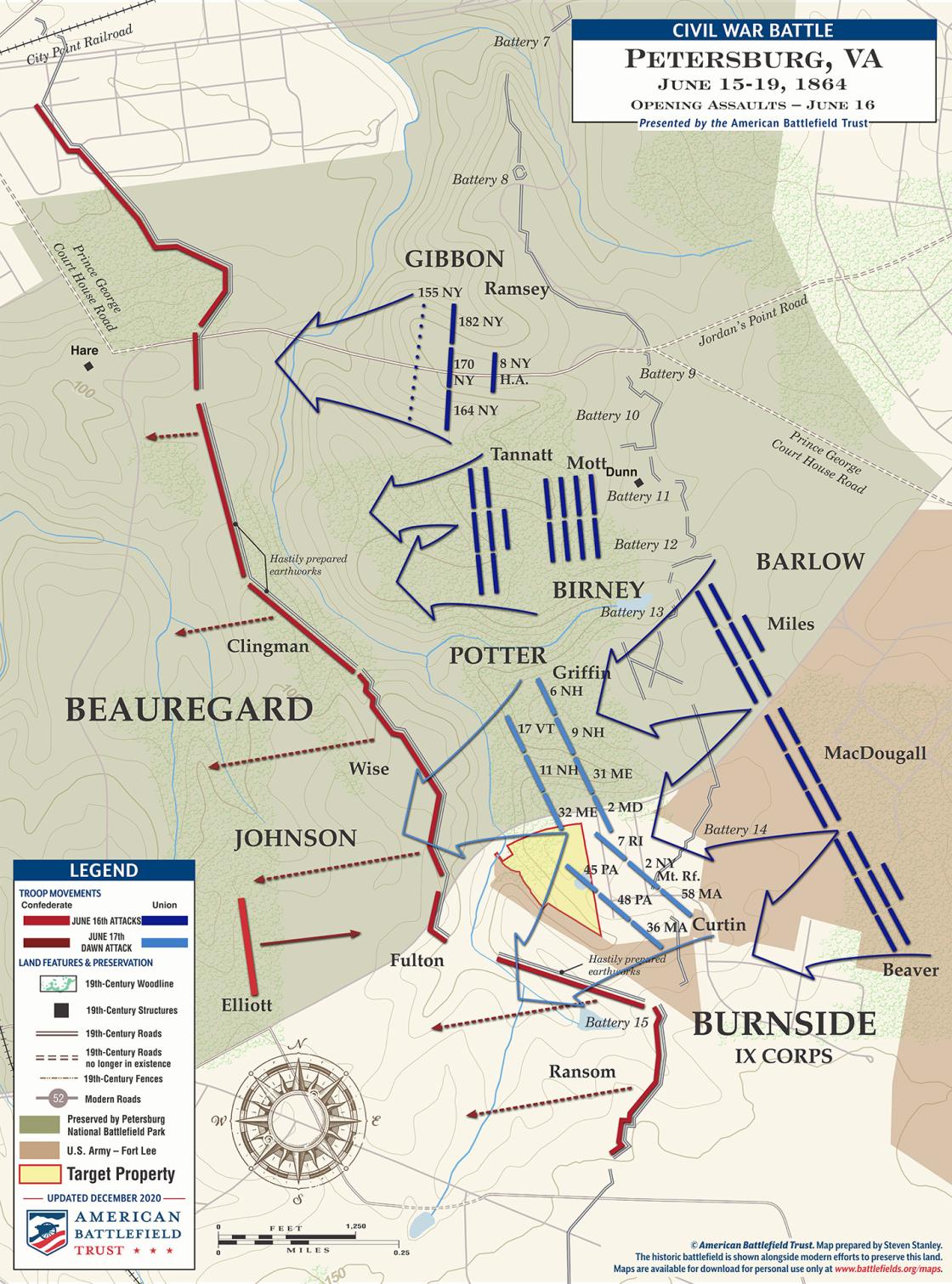 Petersburg - Opening Assaults - June 16, 1864 Battle Map