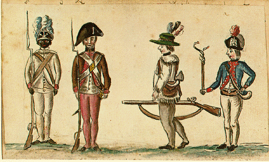 Soldiers in Uniform by Jean Baptiste Antoine de Verger, 1781-1784