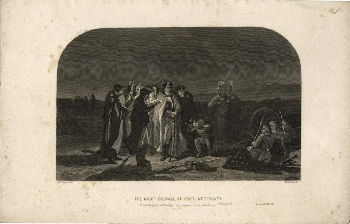 A general and his soldiers discussing plans.