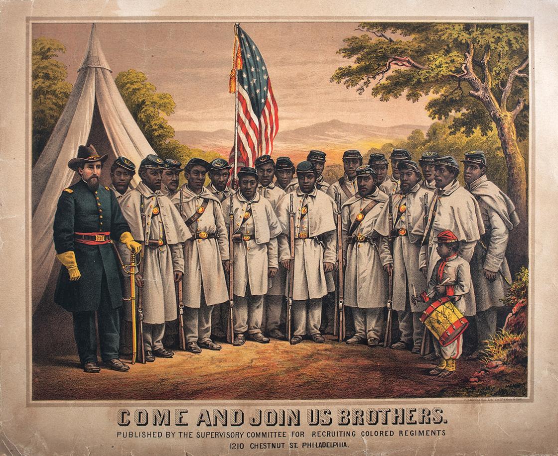USCT Recruitment Poster with the caption "Come and Join Us Brothers"