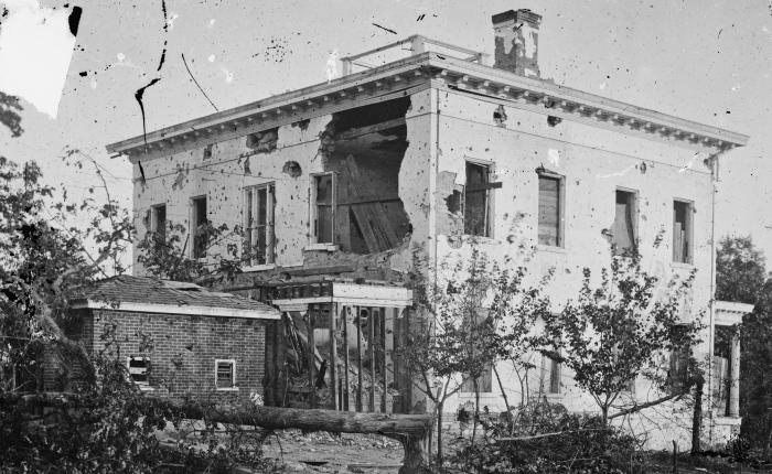 The Burning of Atlanta - battle scarred house.
