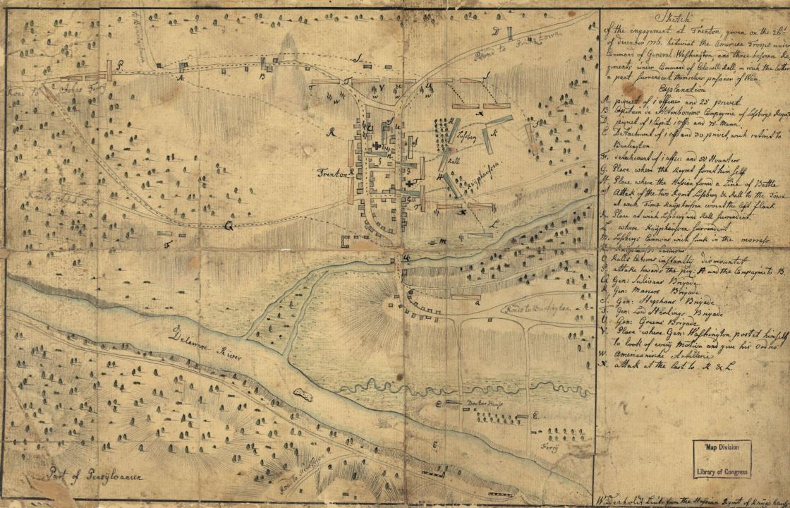 Map portraying the land surrounding Trenton