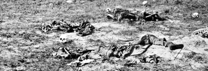 Photograph of remains of soldiers at Gaines' Mill