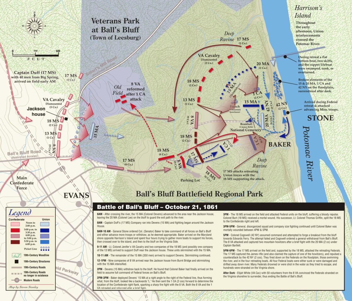 Balls Bluff Trail Map Battle Of Ball S Bluff Maps American Battlefield Trust