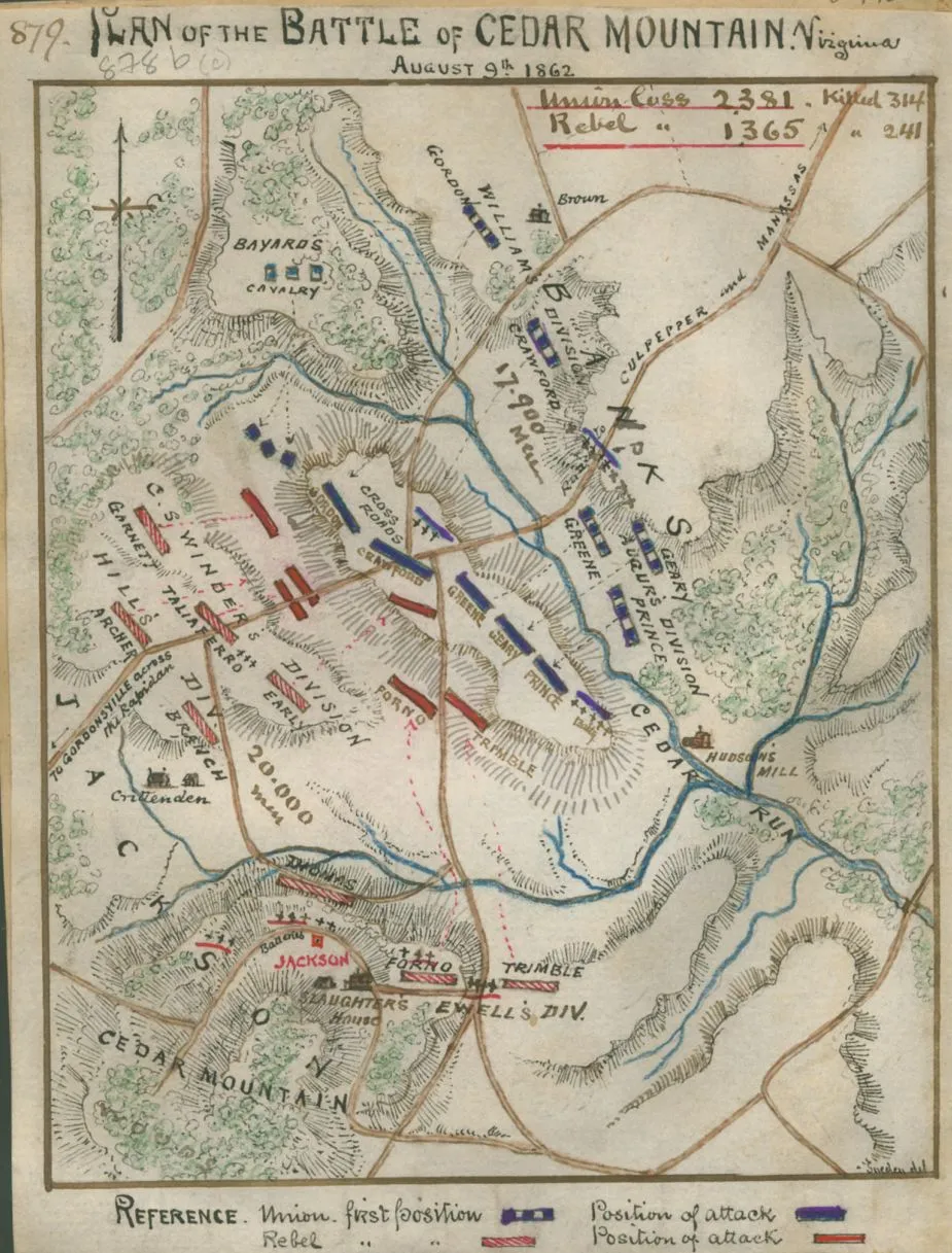 Plan of the Battle of Cedar Mountain