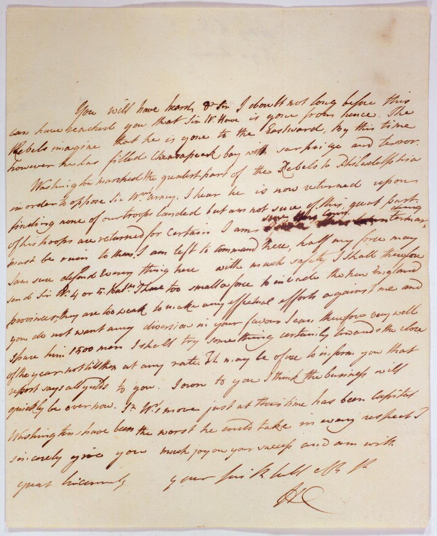 A handwritten letter from Henry Clinton to John Burgoyne