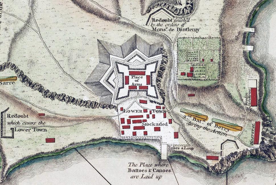 Detail of a 1758 map showing the Fort Ticonderoga's layout
