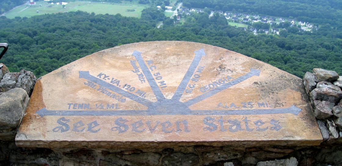 The "See Seven States" marker at Lookout Mountain, Tenn.