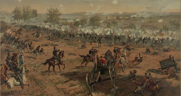 A painted illustration of Pickett's Charge