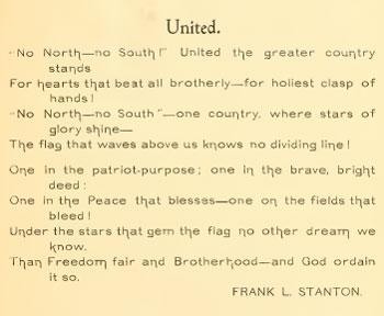 The text of Frank L. Stanton's poem "United."