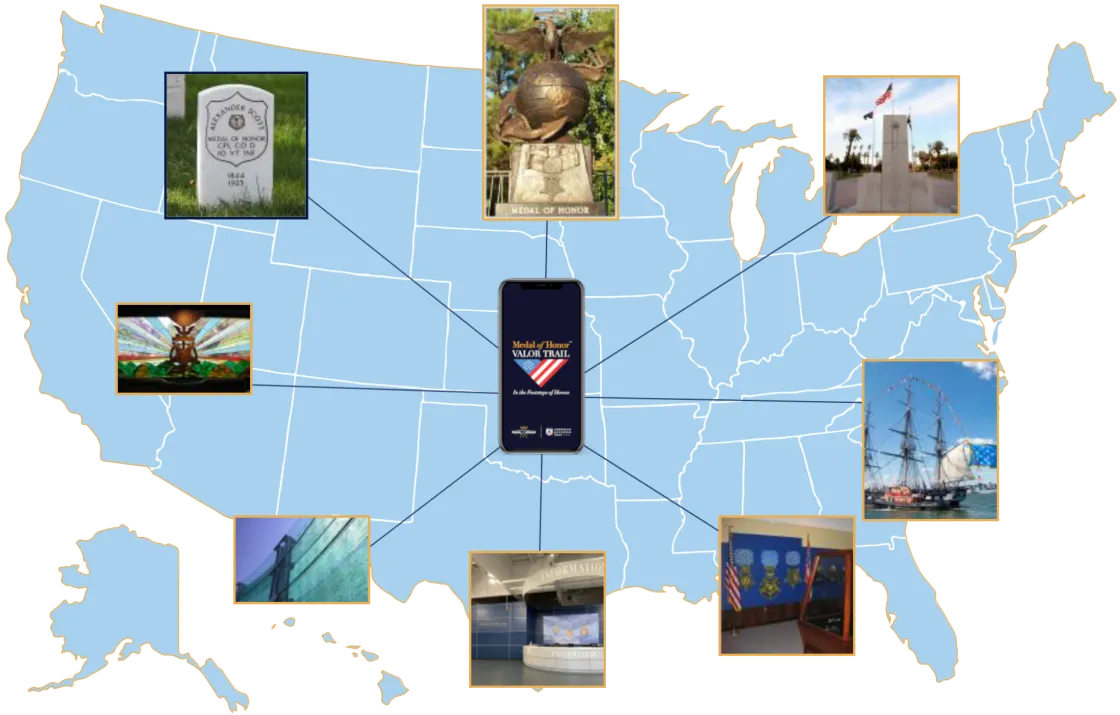 Examples of historical sites found on the Valor Trail