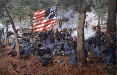 Depiction of the 24th Michigan Regiment (part of the Iron Brigade) at Gettysburg