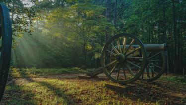 Cannons amidst the trees on Kennesaw Mountain