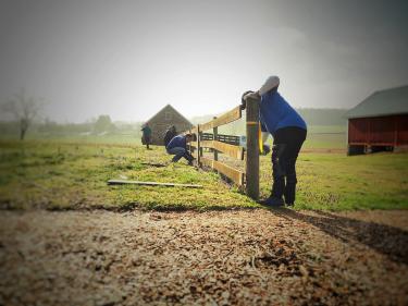 Volunteers help to complete a project at Monocacy National Battlefield on Park Day