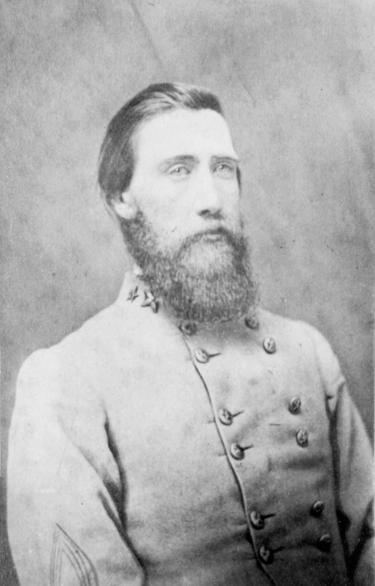This is a black and white photograph of Lieutenant General John Bell Hood.