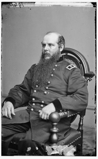 This is a black and white photograph of Major General John M. Schofield. 
