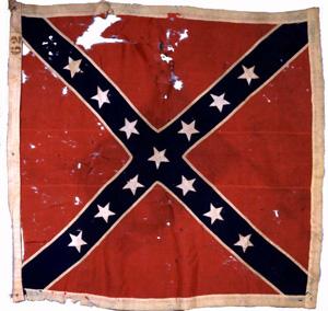 Battle Flag of the 26th North Carolina— A damaged Confederate flag