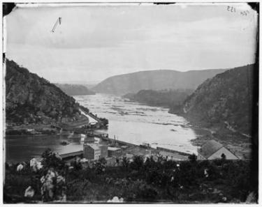 This is a photo taken of Harpers Ferry in 1865.