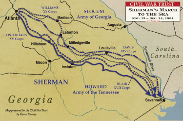 Sherman's March to the Sea, Significance, Map, Casualties, & The Civil War